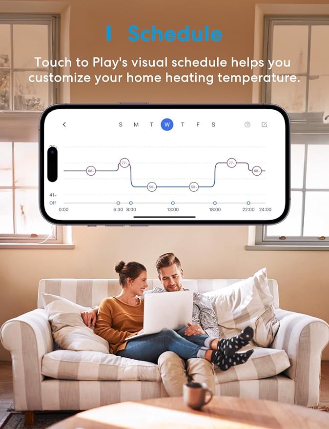 meross Smart Thermostat for Electric Baseboard and in-Wall Heaters Work with HomeKit, Alexa and Google Home, 120V-240V Wi-Fi Programmable Thermostat with Easy Install, Energy Saving, 4 Wires Needed