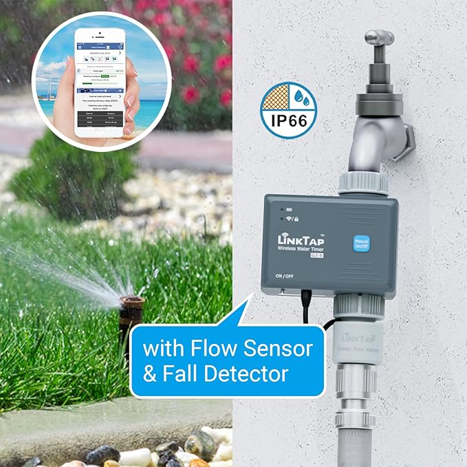 LinkTap G2S Smart Watering Timers with Gateway, Long-Range Control Beyond WiFi Hose Timers, Real-Time Fault Detection, Weather-Aware Automatic Sprinkler Timer, Anti-Freeze Protection