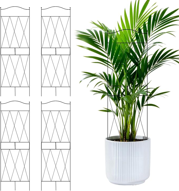 32 Inch Metal Plant Trellis for Climbing Plants, 4 Pack Garden Trellis, Decorative Support for Pothos, Monstera, Ivy, Flowers & Houseplants，Indoor & Outdoor