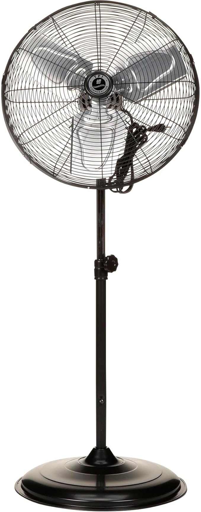 TPI Corporation CACU-20-P Air Circulator Commercial Pedestal Fan - 120v High Velocity Standing Fan for Versatile Use - Single Phase Non oscillating Aluminum Blade Fan - UL/C-UL Listed, Black