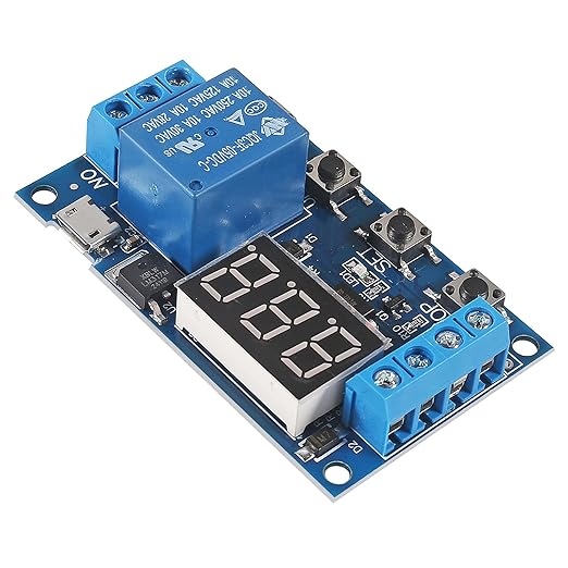 2pcs DC 6-30V Timer Relay Programmable Time Delay Relay Module Cycle Timer with LED Display Support Micro USB 5V Power Supply, Smart Home Controller