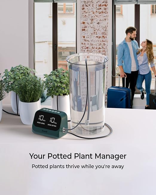 Automatic Watering System for Potted Plants, DIY Drip Irrigation Kit with Smart Timer, Waterproof LED Display & Large Capacity Battery, Precise Distribution of Water