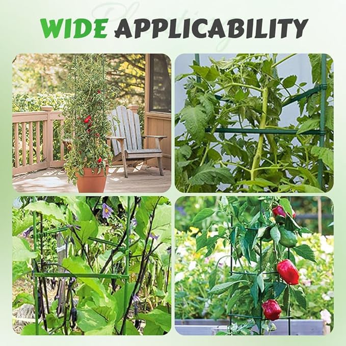 Adjustable Modular Plant Support Frame, 2026 New Garden Raised Bed Planter Heavy Duty Steel Tomato Trellis Kit, Upgrade Plant Support Tower Stakes Provides Support for Climbing Plants (2, Green)