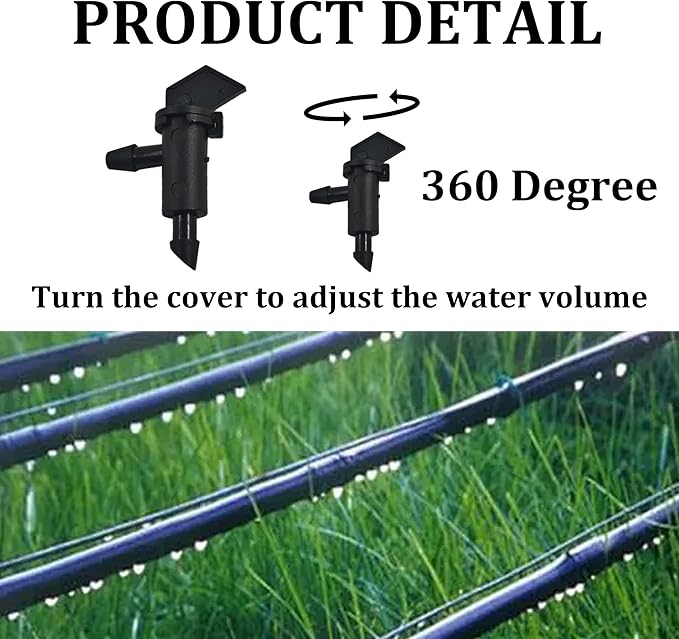 80Pcs 1GPH Drip Emitter Garden Flag Irrigation Drippers, 4L/H Sprinkler System Parts for 4/7mm Tubing, Adjustable Flow for Trees, Shrubs, Lawn, Vegetable Gardens, Black