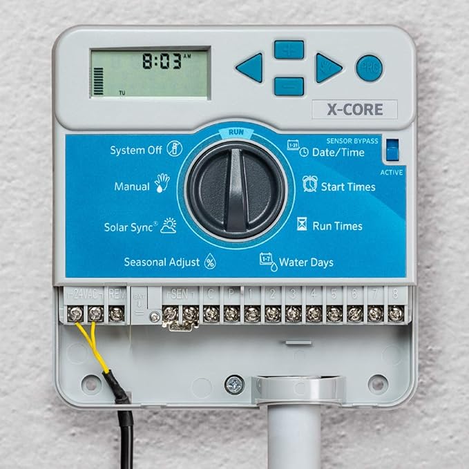 Hunter X-Core XC800i Indoor Sprinkler Timer, 8 Zone Irrigation Controller for Lawn and Garden, Easy to Program, Automatic Watering Schedule, Seasonal Adjust, No Wi-Fi Required