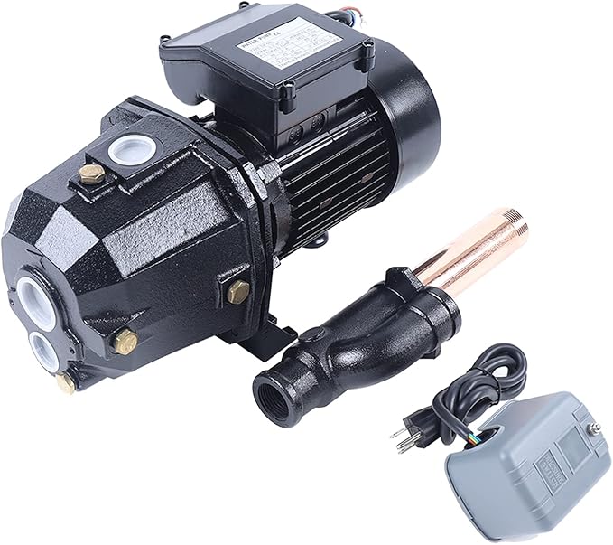 1HP Shallow Well Jet Pump with Pressure Switch, 750W Cast Iron Water Pump 16.7GPM, 183FT Lift Head IP44 for Home Farm Cabin Fresh Water Supply