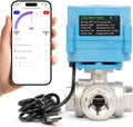U.S. Solid WiFi Smart Motorized Ball Valve 1/2 inch NPT for Water Control & Irrigation, 3 Way 304SS Electric Valve, USB Plug, LED Indicator, Flow Direction Window, Remote On/Off Control, NSF Certified