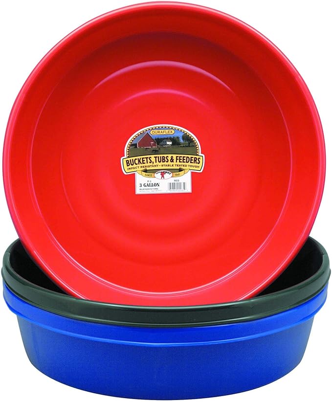 Little Giant® Plastic Utility Pan | Feed Pan | Durable & Versatile Livestock Feeding Bucket | Made in USA | 3 Gallon | Blue