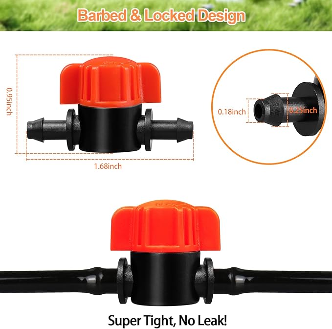 1/4" Drip Irrigation Valves, 40 Pcs Drip Irrigation Shut Off Switch Valve for 1/4 Inch Drip Irrigation Tubing, Water Flow Control Valve Drip Line Cut Off Valve for Drip Sprinkler Garden Systems