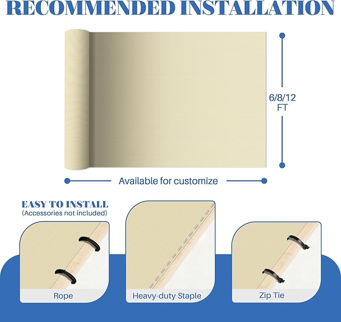 ECOOPTS 6'x231' Sun Shade Roll, Sun Shade UV Blockage Cover for Outdoor Backyard Patio Pergola Greenhouse Plants (Beige)