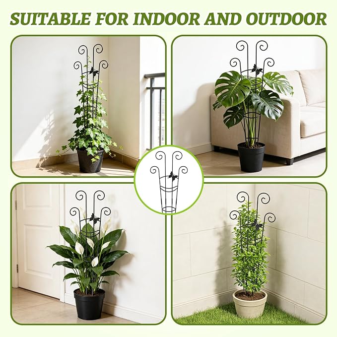 Plant Trellis 4 Pack Plant Trellis Indoor 29.96 in Expandable Metal Garden Trellis for Climbing Plants Sturdy Houseplant Support for Potted Plants with Ties Support for Ivy Pothos Hoya