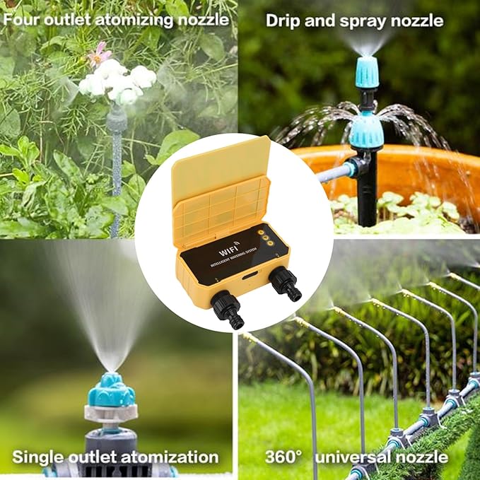 HEEPDD Smart WiFi Water Timer, Solar Powered Automatic Irrigation Controller with Rain Delay Function and Real Time APP Control, for Garden Lawn Yard Balcony Drip Sprinkler System