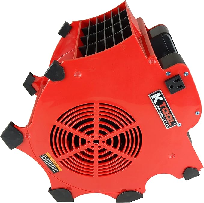 K Tool International 77700 Big Chill Workforce Blower Floor Fan, 1200 CFM, 3 Speed Motor, Overload Protection, Impact Resistant ABS, 300 Watt, 110-120V, 60Hz, 4 Angle Positions, Indoor/Outdoor, Red
