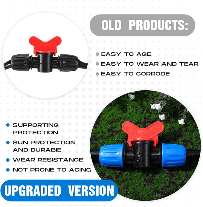 Glooglitter 30 Pcs Drip Irrigation Fittings Switch Valve 1/2 Inch Barbed Locking Fitting Gate Valves for 1/2 Inch Drip Tubing(1/2 ID X. 6-. 63 OD) 16mm Drip Irrigation Switch Valve for Garden
