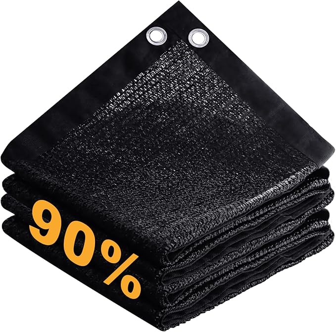 DIFY 10×16 FT Shade Fabric 90% Sun Shade Cloth with Grommets, Black Outdoor Mesh Trap for Garden Plants Cover, Greenhouse, Chicken Coop, Black Patio Netting