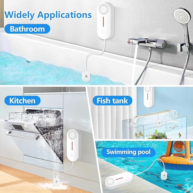 Water Detector Alarm, Smart Water Sensor Alarm Water Leak Detector, 100dB Water Detector Alarm with App Remote Monitor, Wireless Tank Level Monitor for Basement,Kitchen,Bathroom.1PCS