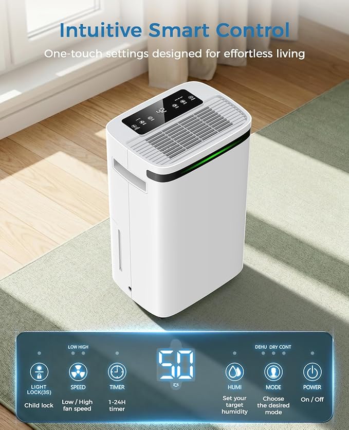 VEAGASO 4000 sq.ft Dehumidifiers for Basement, MAX 58 Pint Smart Compressor Dehumidifier with Drain Hose, Intelligent Humidistat, Dry Clothes, 24HR Timer, for Home, Large Room, Bathroom, Bedroom