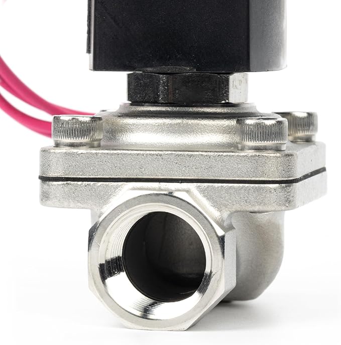 U.S. Solid 1/2" Stainless Steel Solenoid Valve - 110V AC Normally Closed Electric Solenoid Valve with Viton Seal, Lead Wire Type