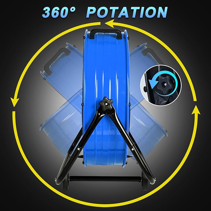 WARMLREC 24" Industrial Floor Fan, 8900 CFM High Velocity Drum Fan with 3 Speeds, Portable Heavy Duty Industrial Fan for Warehouse, Workshop, Factory, Commercial, Residential and Greenhouse Blue