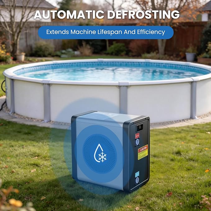 DoCred 17,060 BTU Swimming Pool Heat Pump, Electric Pool Heater for Above Ground Pool up to 5,000 Gallons, Ultra Quiet 29-45 dB, 5.5 COP, 115V, Heating and Cooling Pool Heater