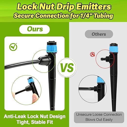 50pcs Drip Emitters Fan Shape with Stake for 1/4" Irrigation Tubing, Adjustable 360 Degree Water Flow Irrigation Vortex Sprayer On 5" Stake Garden Irrigation Dripper for Watering System