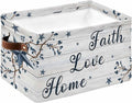 Farmhouse Storage Bins Cubes Waterproof Cloth Storage Basket,Blue Country Texas Star Vintage Berries Wooden Foldable Storage Bags for Shelf Clothes Storages Organizers with Handles 15x11x9.5 in 1PCS