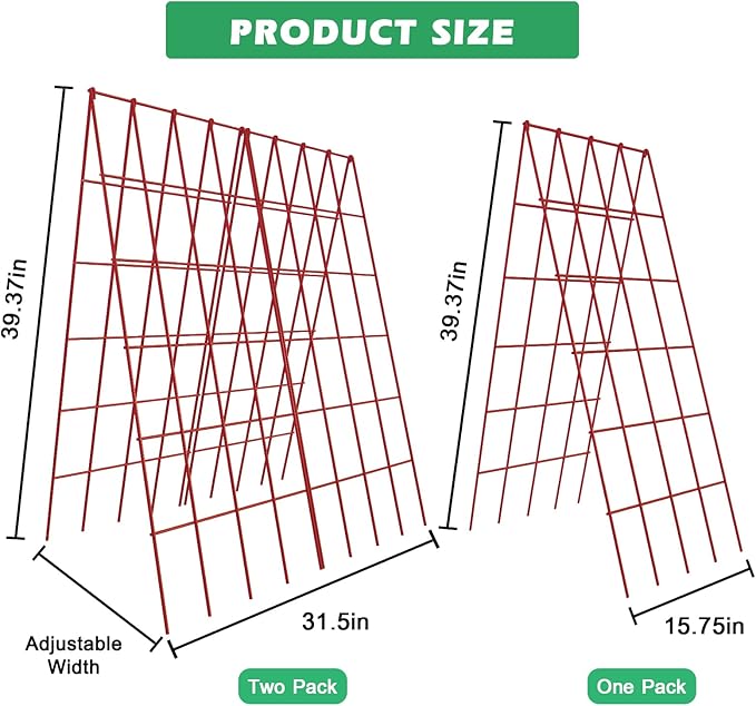 DoCred Cucumber Trellis, 2 Pack Foldable A Frame Trellis for Raised Bed Climbing Plants, Vegetables, Includes Plant Support Clips, Twist Ties, Plastic Ties- Made from PVC-Coated Steel