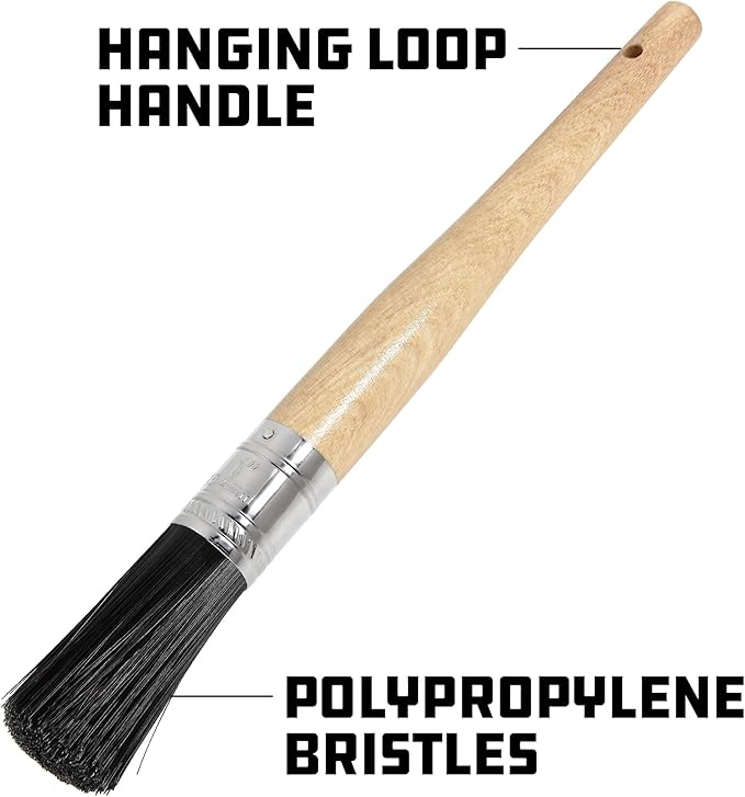 Powerbuilt Parts Cleaning Brush, Lasting Nylon Wire, 1-Inch Diameter, Hanging Loop Handle - 940444