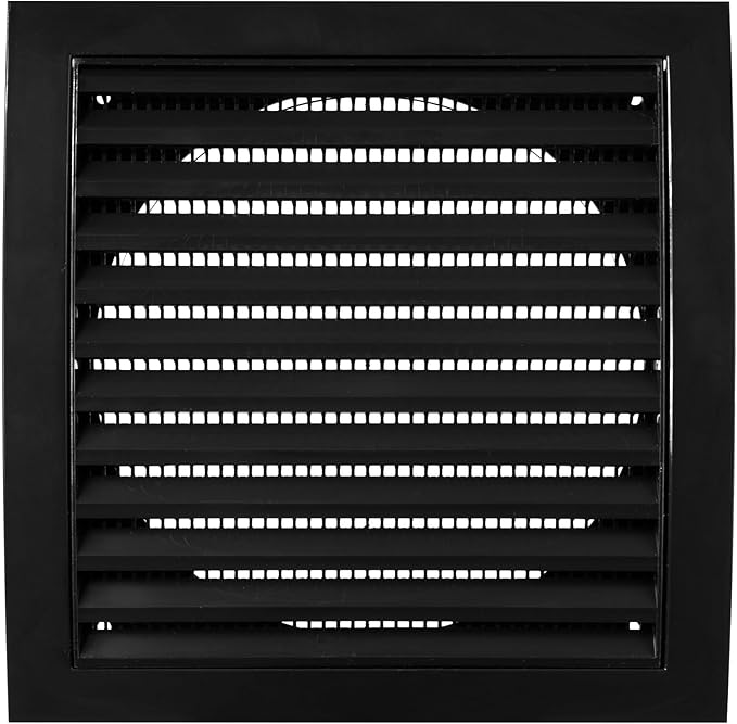 Vent Systems 6'' Inch Black Vent Cover - Plastic Louvered Dryer Cover for Bathroom, Kitchen, Garage Exhaust Vents - Exhaust/Supply Air Register Grille for Home Improvement - Indoor and Outdoor