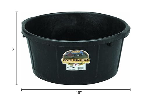 Little Giant® Heavy Duty Rubber Tub | Durable Rubber Feed Pan | Indoor & Outdoor Feed Bucket | 6.5 Gallons
