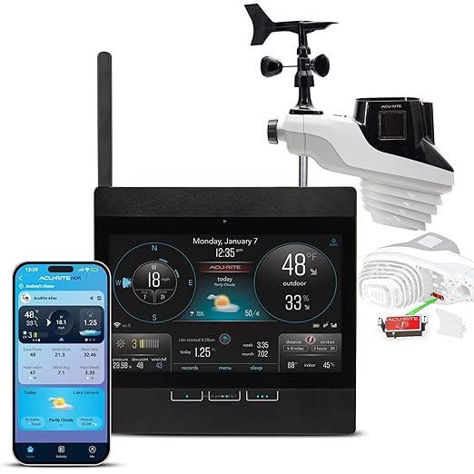 AcuRite Atlas Professional Weather Station with Direct-to-Wi-Fi HD Display, Lightning Detection, Built-In Barometer, and Temperature, Humidity, Wind Speed/Direction and Rainfall Measurements (01001M)
