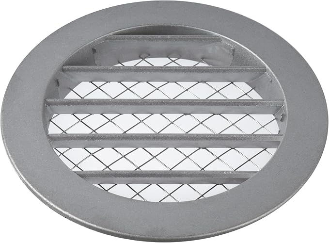 4"" Inch Round Aluminum Industrial Vent - Air Vent Louver - Soffit Grille Cover - Built-in Aluminum Screen - HVAC Ventilation, Uncoated