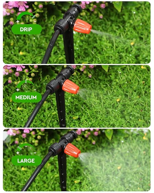 36 Pack Drip Irrigation Parts, Quick Connect 1/4" Adjustable 360° Misting Nozzles for Garden & Farm Irrigation Systems