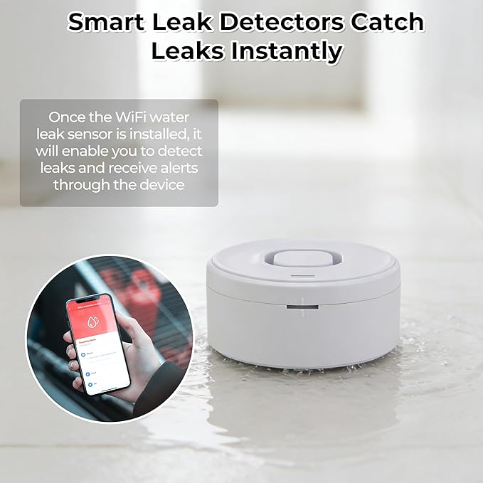 JAXPETY Smart Water Monitor and Automatic Shutoff,Water Leak Detector with Countdown Function & Power-Off Protection,Water Flow Adjustment & Real-Time Message Alerts,Water Leak Sensor for 3/4" Pipe