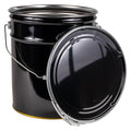 ATERET 5 Gallon Black Metal Bucket & Lever Lock Pail Lid, Heavy Duty Durable Pails and Lids for Outdoor and Household Use