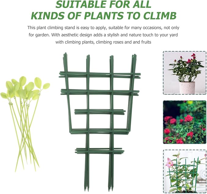 Plant Climbing Support Trellis with 6 Plastic Frames and 10 Leaf Ties Garden Stake for Climbing Vine Plants Indoor and Outdoor