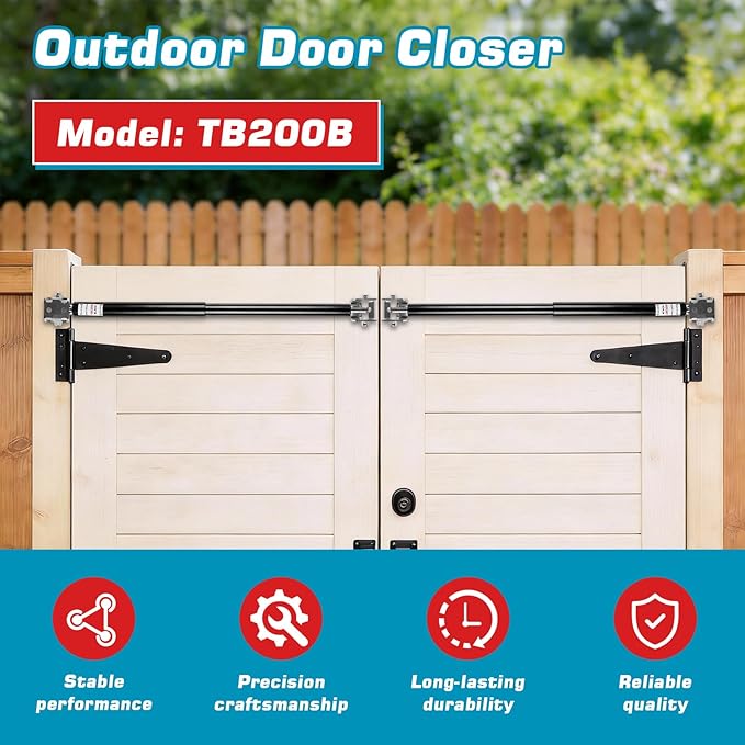 6-Pack TB200B Hydraulic Gate Closer, Heavy Duty Adjustable Closer for 60-140 lbs Gates 40-64 Inch Width, Self-Closing Door Hardware for Yard Fence Garden Ranch Farm