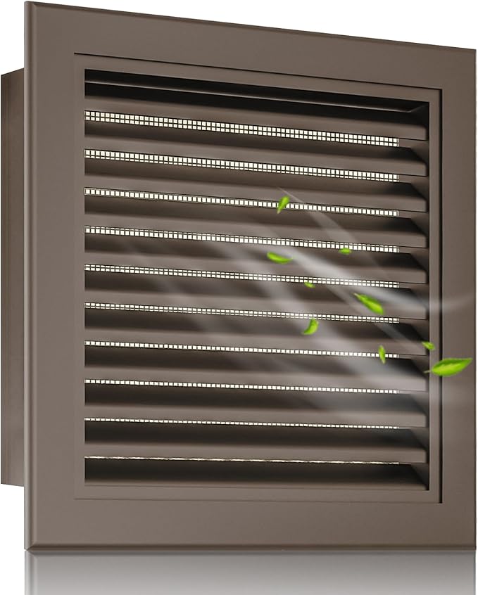 20"x20" Aluminum Gable Vent with Screen – Large Attic Vent for Shed, Garage, and Gable Walls – Exterior Louvered Vent with 18"x18" Opening for Maximum Airflow Brown