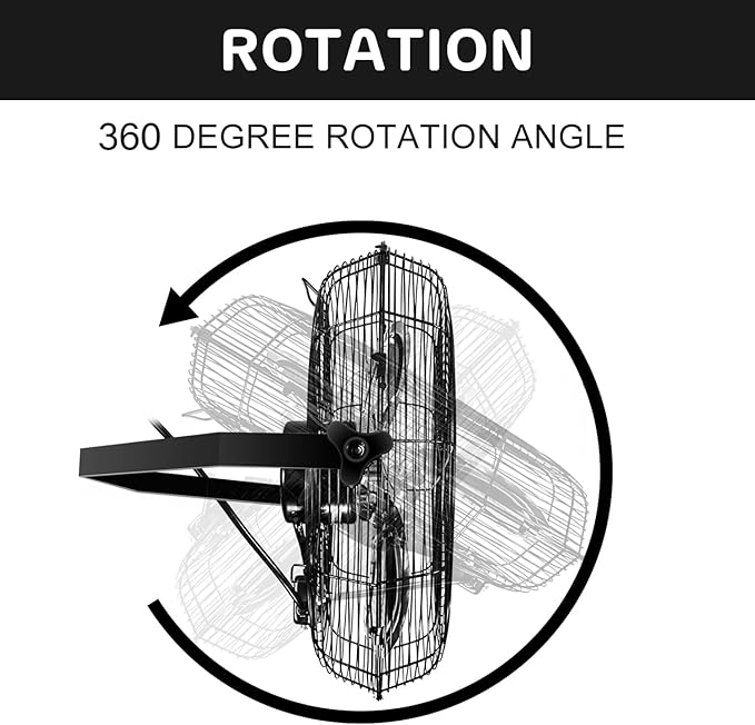 Simple Deluxe 24 Inch Industrial Wall Mount Fan, 3 Speed Commercial Ventilation Metal Fan for Warehouse, Greenhouse, Workshop, Patio, Factory and Basement - High Velocity, black