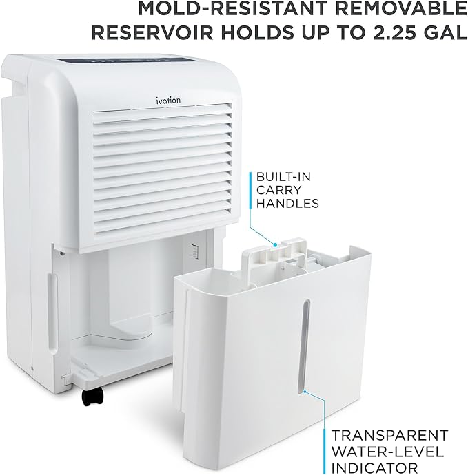 Ivation 4,500 Sq Ft Dehumidifier with Pump, Large Capacity Compressor Includes Programmable Humidity, Hose Connector, Auto Shutoff and Restart and Washable Filter (4,500 Sq Ft W/Pump)