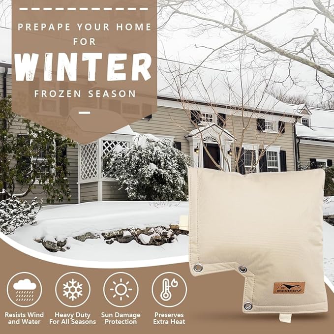 Backflow Preventer Cover, Backflow Pressure Vacuum Breaker Covers for Winter, Insulated Cover Pouch for Irrigation Sprinkler Backflow Valve, Outdoor Faucet Covers for Snow or Sun Exposure – Beige