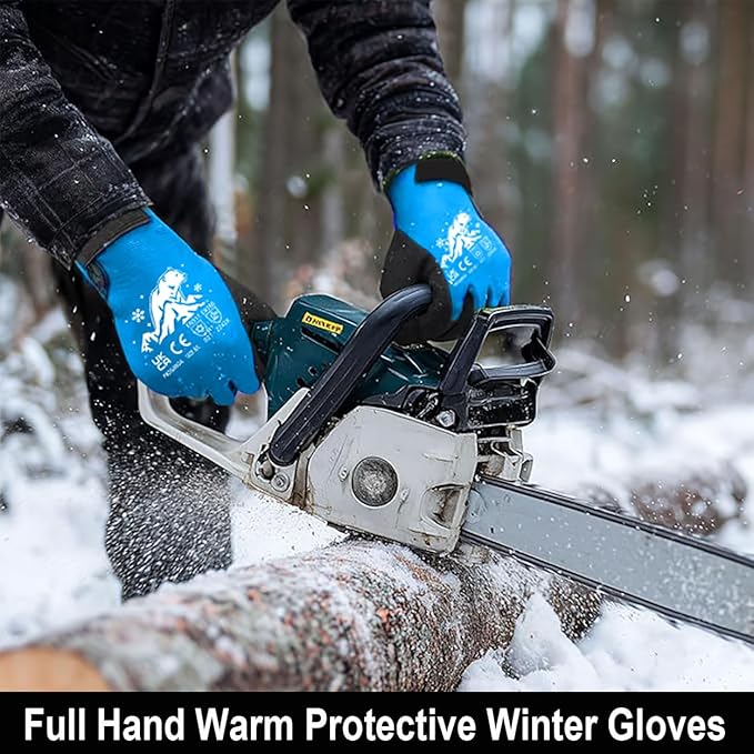 100% Waterproof Winter Work Gloves, Fleece Liner Thermal Work Gloves, Cold Weather Gardening Car Outdoor