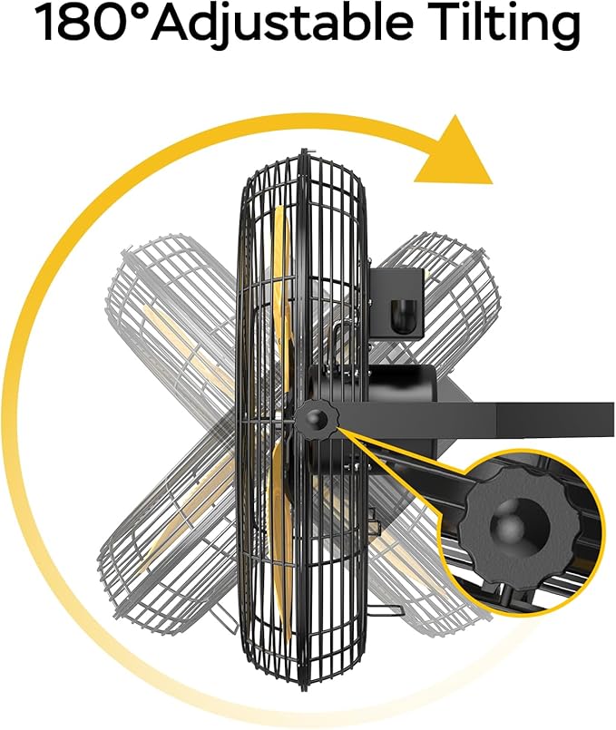 CCGIRU 5400 CFM 20" Outdoor Wall Mount Fans, High Velocity 3-Speed Waterproof Professional Outdoor Fan, Heavy Duty Industrial Wall Fan for Patio, Commercial, Gazebo, and Garage, UL Listed
