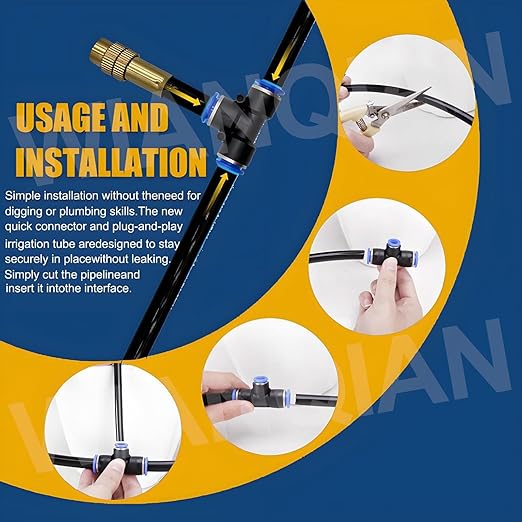 Automatic Drip Irrigation System, Nozzle Drip Irrigation Garden Watering, Greenhouse Drip Irrigation Kit, 360° Adjustable Misting Nozzle, Smart Timer 1Sec - 300 Min, Easy Installation 20m+Controller