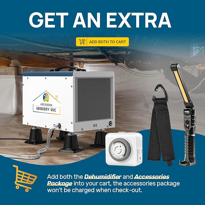 ARGENDON Commercial Dehumidifiers with Pump and Drain Hose for Crawlspace, Basement, 120 PPD Crawl Space Dehumidifier for Large Spaces, Job Site, Auto Defrost, 5-Year Limited Warranty