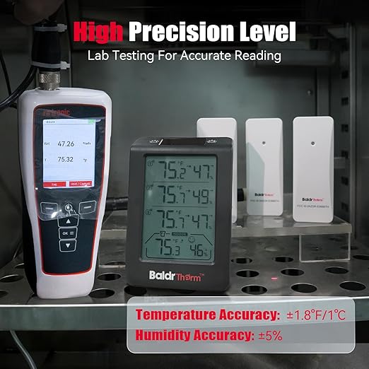 Wireless Freezer Monitor with 3 Sensors, 328ft Long Range Digital Refrigerator Thermometer with Min/Max Temp and Smart Adjustable Backlight, for Home, Garage & Breast Milk, Black