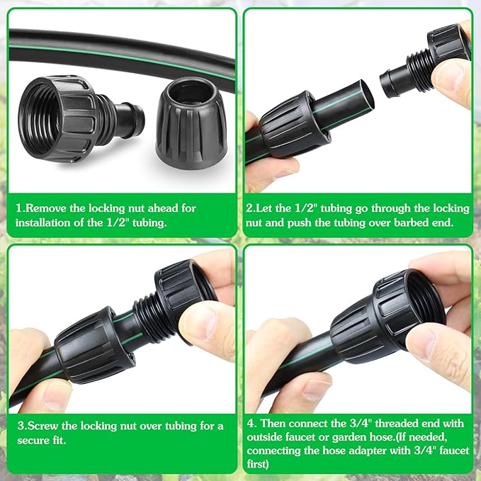 Gardrip 3/4 Inch Female Pipe Thread to 1/2 Inch Drip Irrigation Tubing Adapter: 6 Pieces 1/2 In. Barbed Drip Line x 3/4 In. Faucet PVC Adapter Connect 3/4" FHT Faucet Garden Hose