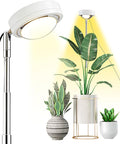 yadoker Plant Grow Light, LED Growing Light Full Spectrum for Indoor Plants,White Magnifying Glass Plant Lights,Height Adjustable, Automatic Timer, 5V Low Safe Voltage,Idea for Large