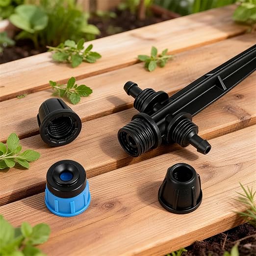 26pcs Two-Way Drip Emitters Fan Shape with Stake for 1/4" Irrigation Tubing, Adjustable 360 Degree Water Flow Irrigation Vortex Sprayer Garden Irrigation Dripper for Watering System