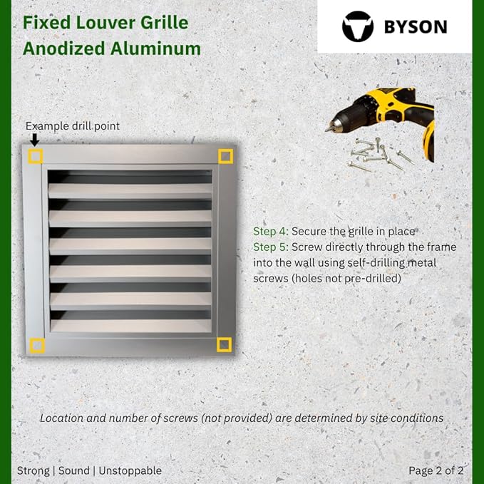 Byson 10"x 10" Aluminum Gable Vent - MaxShield Series Anodized Louvered Vent - Weatherproof Louver Air Vent Grille with Steel Mesh - HVAC, Attic, Container and Shed Vent